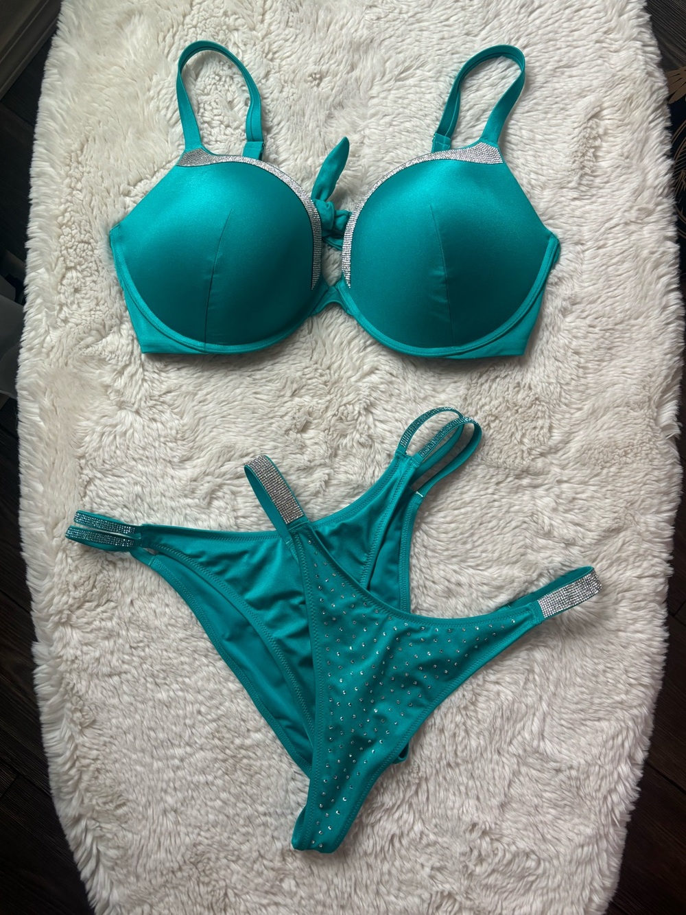 NWOT Victoria’s Secret Bombshell Rhinestone Bikini Set in Teal